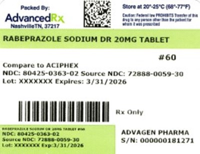 Label 2 (Rabeprazole Sodium Dr 20mg 80425 0363 02)